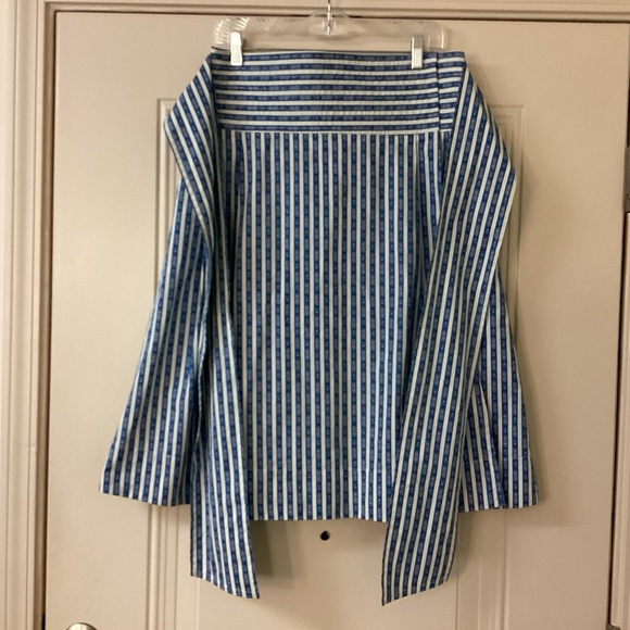TORY BURCH GEMINI LINK WRAP SKIRT STRIPE BLUE A-LINE SZ 10 EUC $398 - Picture 3 of 12